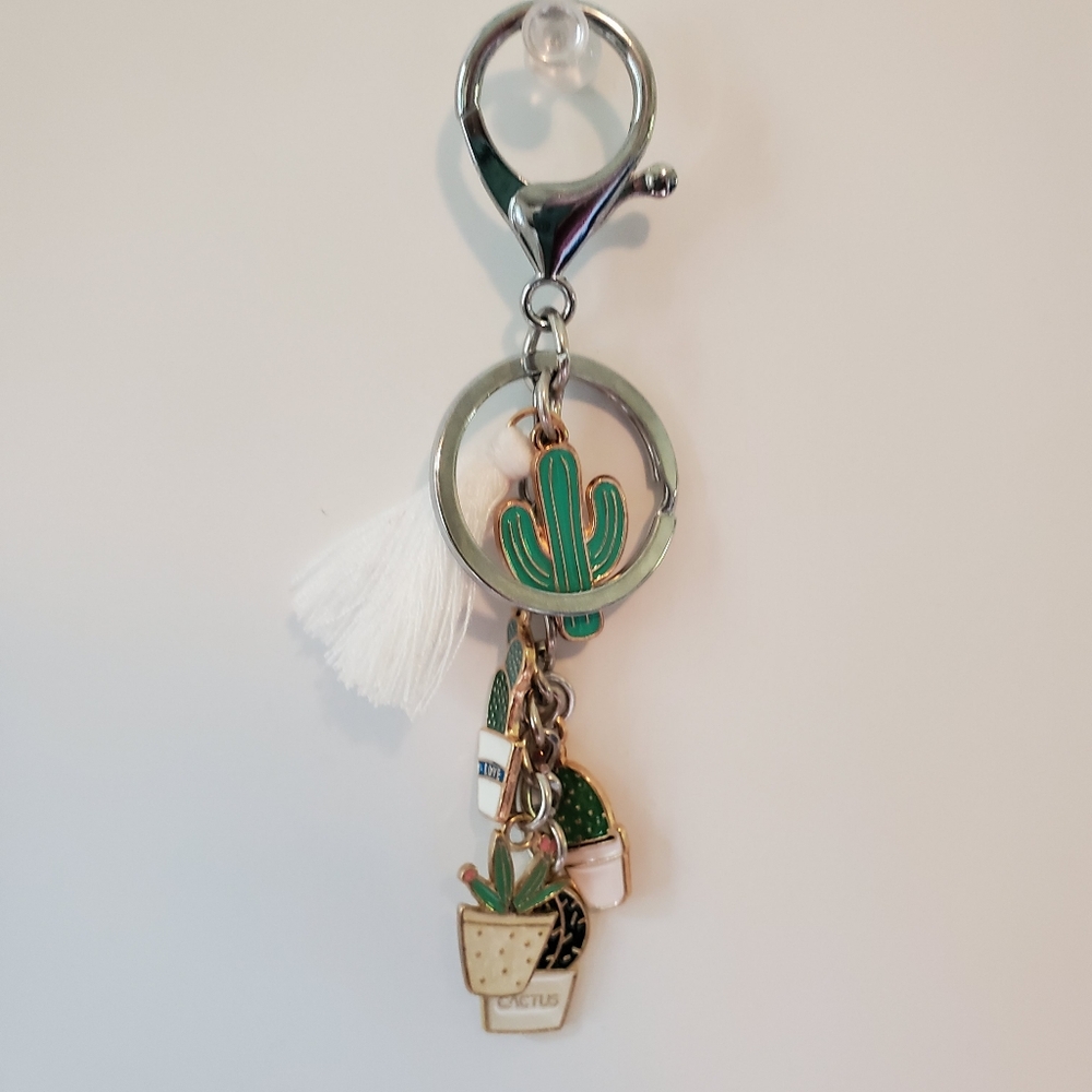 Cactus Lovers Bag Charm Key Ring NEW